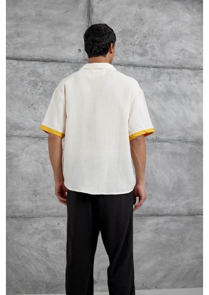 Turuncu Krem Cepli Oversize Gömlek