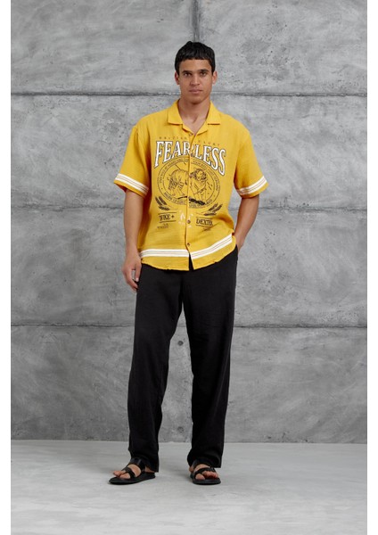 Hardal Fearless Baskılı Oversize Gömlek