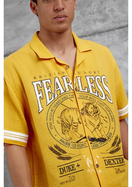 Hardal Fearless Baskılı Oversize Gömlek