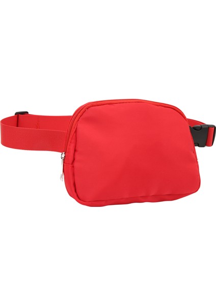 Naylon Fanny Paketi Fermuarlı Cepler Ayarlanabilir Kemer Su Geçirmez Moda Bel Çantası Kadın Yetişkin Kırmızı (Yurt Dışından)