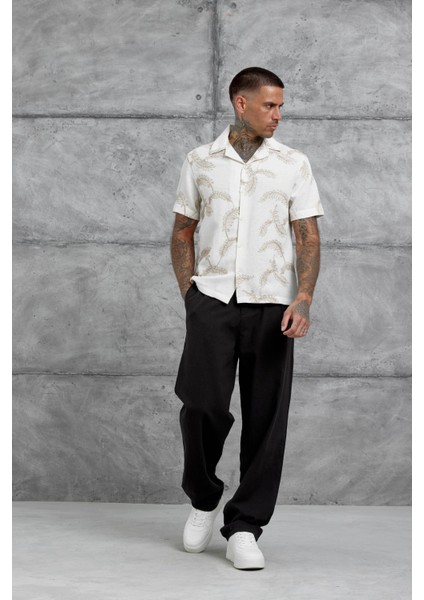 Kahverengi Desenli Oversize Gömlek