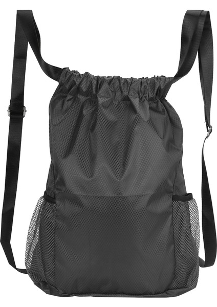 Polyester Elyaf Bağcıklı Omuz Kalınlaştırılmış Kiriş Saklama Çantası Su Geçirmez Sırt Çantasısiyah (Yurt Dışından)