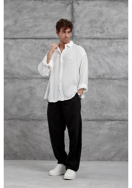 Beyaz Modal Kumaş Oversize Gömlek indirimleri