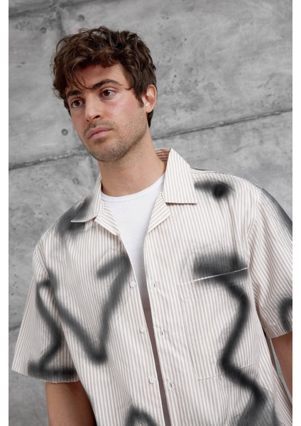 Krem Sprey Detaylı Oversize Gömlek fiyatları