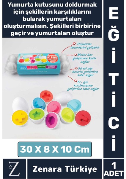 Çocuk Eğitici Düşünme Görsel Algı Eşleştirme Becerisi Geometrik Şekiller Yumurta Eşleme Oyunu 12'li