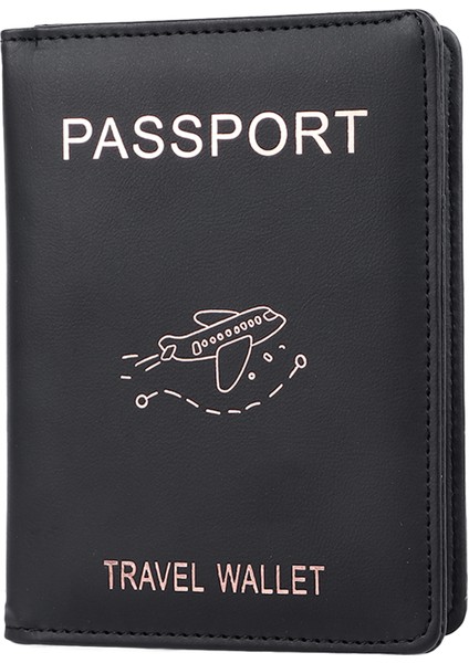 Pasaport Tutucu Çoklu Kart Yuvaları ile Pu Siyah Su Geçirmez Rahat Dokunuş Pasaport Seyahat Cüzdanı Erkekler Kadınlar Için (Yurt Dışından)