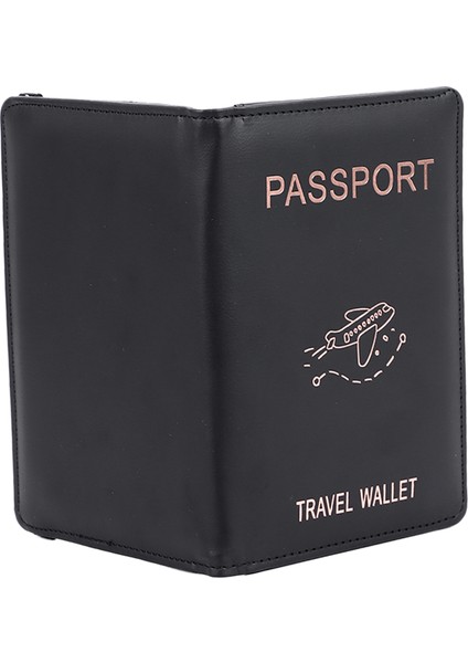 Pasaport Tutucu Çoklu Kart Yuvaları ile Pu Siyah Su Geçirmez Rahat Dokunuş Pasaport Seyahat Cüzdanı Erkekler Kadınlar Için (Yurt Dışından)