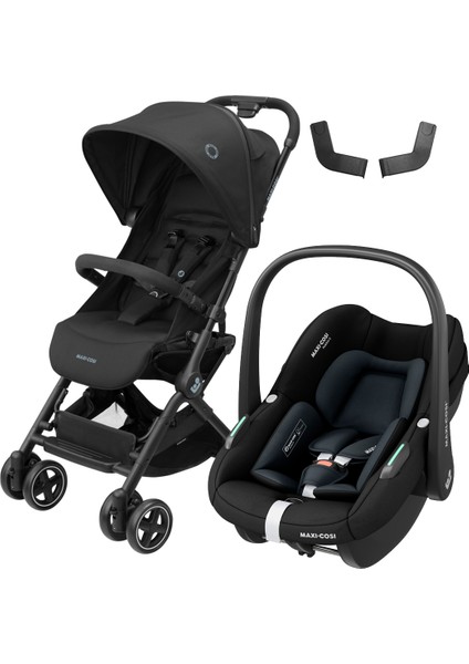 Lara2-Pebble S Tek Elle Katlanabilen Ultra Kompakt Seyahat Sistem Bebek Arabası Black
