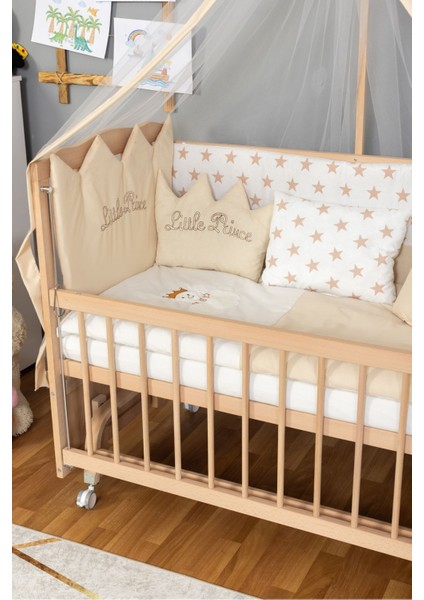 Ahşap Anne Yanı Portatif Bebek Beşik Modelleri (BOYASIZ)60X120-KREM Prens Uyku Seti Yatak Tekerlekli fırsatları
