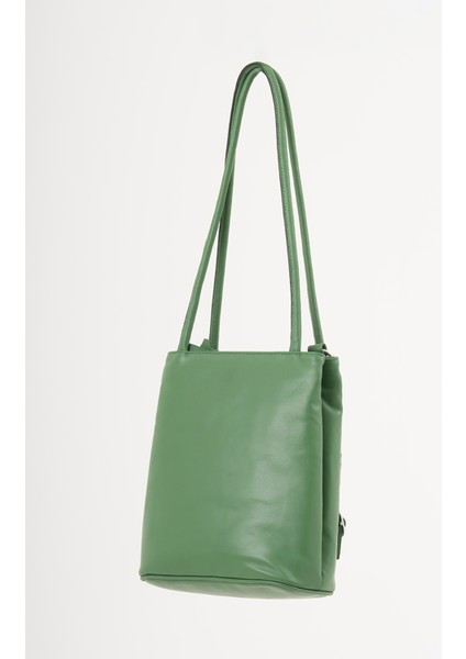 Sophia Yeşil Hakiki Deri Kadın El Omuz ve Sırt Çantası