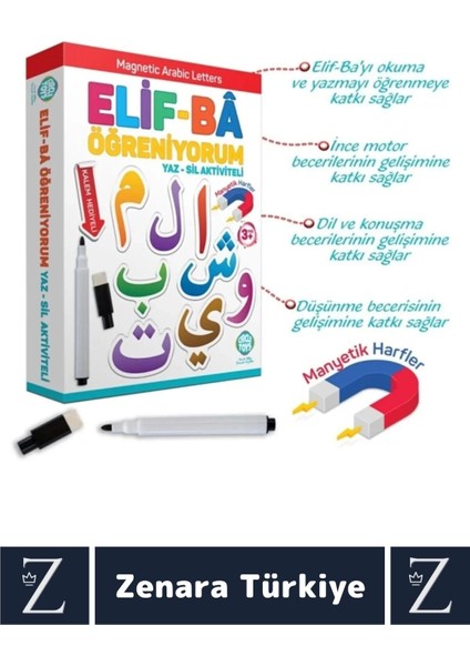 Çocuk Eğitici Arapça Alfabe Manyetik Klasör ve Harfler Yaz-Sil Kalem Aktiviteli Elif Ba Öğreniyorum fiyatları