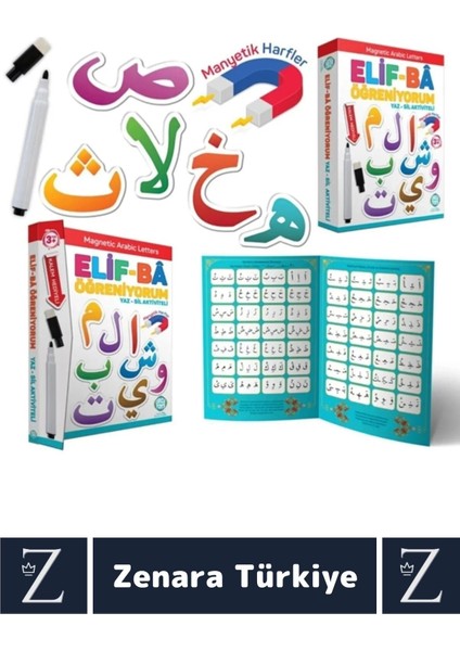 Çocuk Eğitici Arapça Alfabe Manyetik Klasör ve Harfler Yaz-Sil Kalem Aktiviteli Elif Ba Öğreniyorum fırsatları