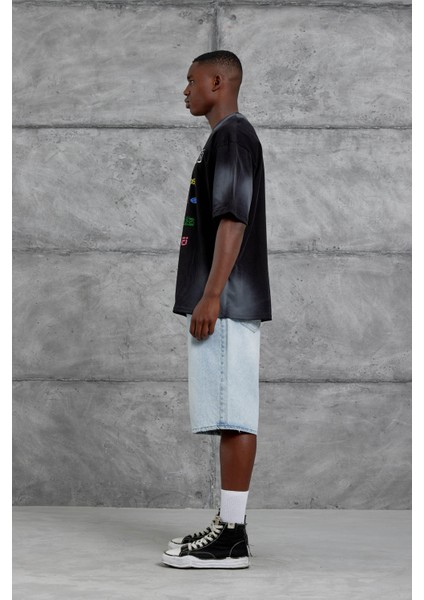 Siyah Sebizegva Baskılı Oversize Tshirt indirimleri