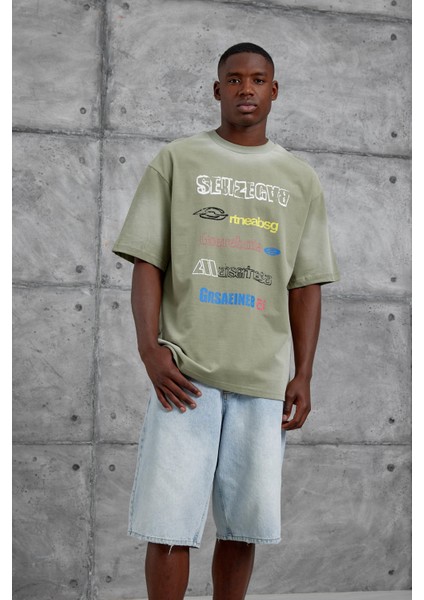 Haki Sebizegva Baskılı Oversize Tshirt fırsatları