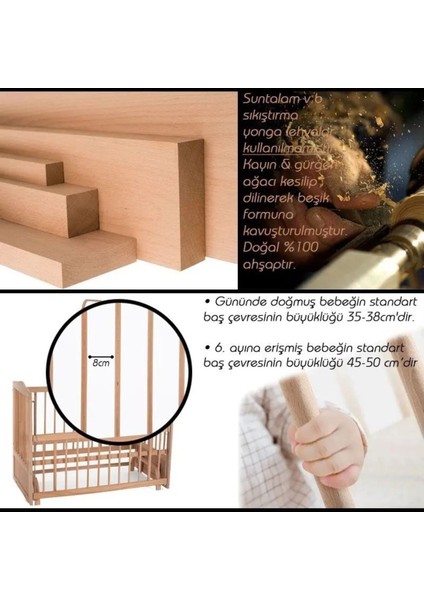 Ahşap Beşik Anne Yanı Beşik Doğal (Vernikli) 60X120 - Uyku Setsiz Tek Yataklı Tekerlekli indirimleri