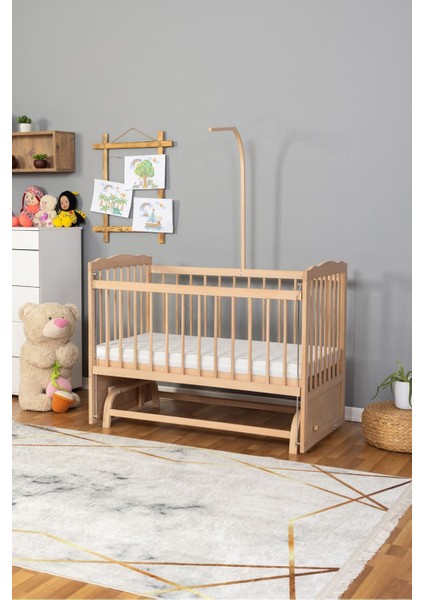 Ahşap Beşik Anne Yanı Bebek Beşiği Organik (Boyasız) 60X120 - Uyku Setsiz Tek Yataklı fiyatları