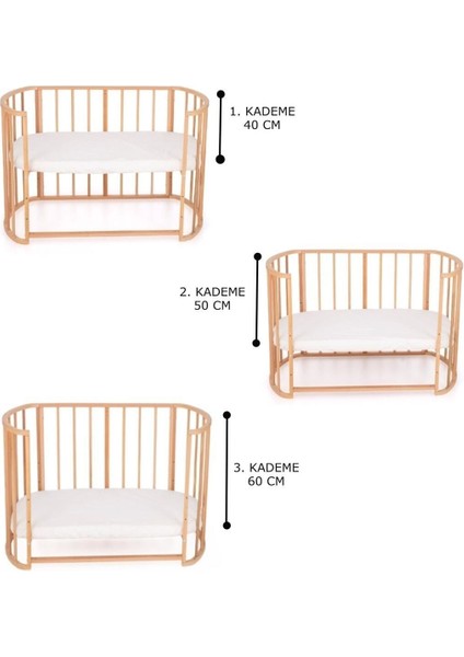 Ahşap Beşik Anne Yanı Beşik Doğal (Vernikli) 60X120 - Uyku Setsiz ve Yataksız modelleri