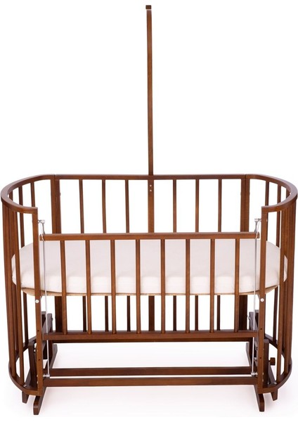 Ahşap Beşik Anne Yanı Beşik Ceviz 60X120 - Uyku Setsiz Tek Yataklı