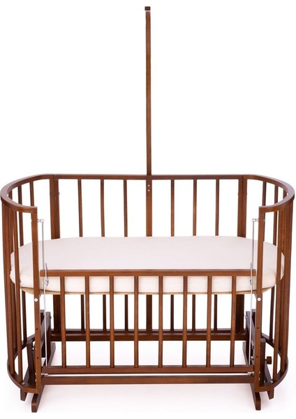 Ahşap Beşik Anne Yanı Beşik Ceviz 60X120 - Uyku Setsiz Tek Yataklı