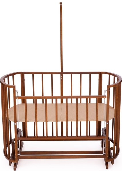 Ahşap Beşik Anne Yanı Beşik Ceviz 60X120 - Uyku Setsiz Tek Yataklı