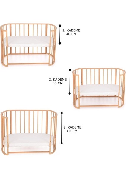 Ahşap Beşik Anne Yanı Beşik Organik (Boyasız) 60X120 - Tekerlekli Uyku Setsiz ve Yataksız modelleri