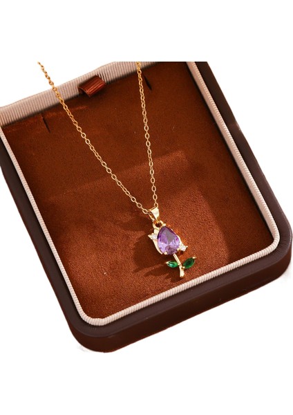 Niş Tasarım Lale Kolye Kadın Modası Hafif Yaz Yeni Köprücük Kemiği Zinciri (Yurt Dışından)