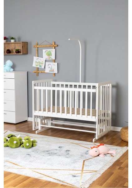 Ahşap Beşik Anne Yanı Beşik Beyaz 60X120 - Uyku Setsiz Yataksız fiyatları