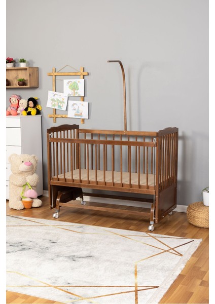Ahşap Beşik Anne Yanı Beşik Ceviz 60X120 - Uyku Setsiz ve Yataksız Tekerlekli fiyatları