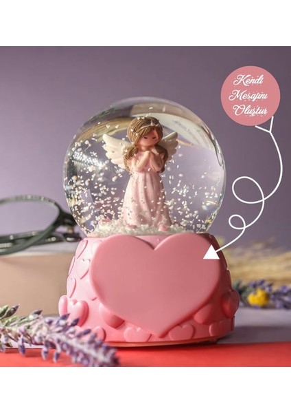 Kişiye Özel Mesajlı Işıklı Peri Kızı Melek Kar Küresi