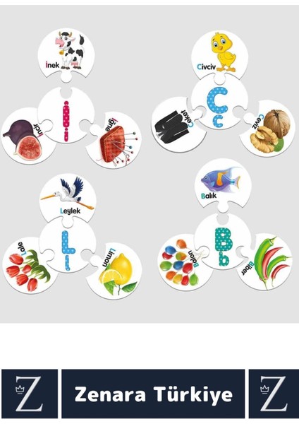 Çocuk Alfabe Dil Bilgisi Öğretici Zeka Geliştirici Parça Bütün Ilişkisi Kurma 128PARÇA Puzzle-Alfabe