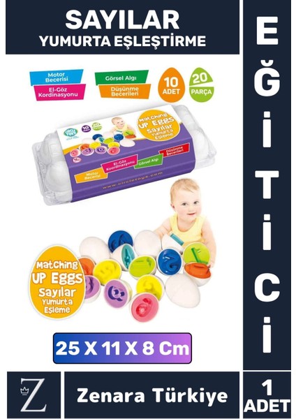 Çocuk Eğitici Motor Beceri Düşünme Görsel Algı Zeka Gelişimi Eğlenceli Sayılar 10'lu Yumurta Eşleme