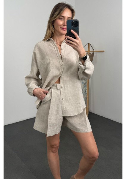 Naturel %100 Keten Oversize Gömlek fiyatları