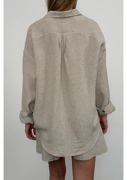 Naturel %100 Keten Oversize Gömlek fırsatları