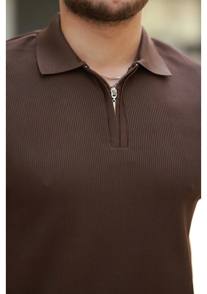 Erkek Fermuarlı Yakalı Kısa Kollu Tshirt modelleri