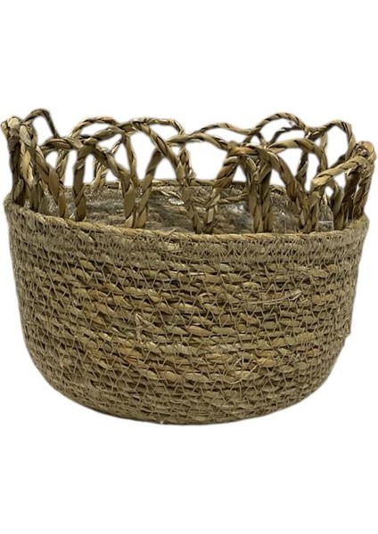 Yuvarlak Poşetli Hasır Fırfırlı Saksı 17X17X14 cm 12067 fiyatları
