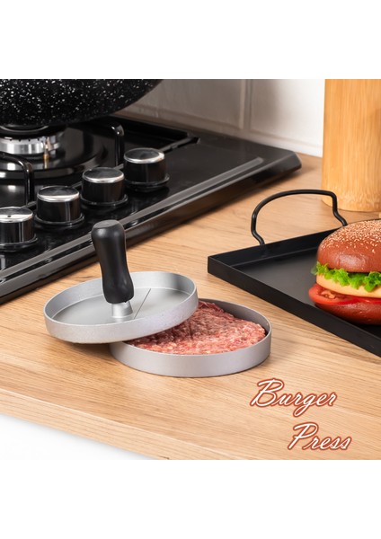 YK1579 Alüminyum Hamburger ve Köfte Kalıbı Köfte Presi Şekillendirici Burger Press Pratik Köfte Yapma APARATIYK1579