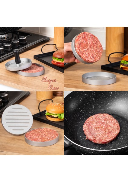 YK1579 Alüminyum Hamburger ve Köfte Kalıbı Köfte Presi Şekillendirici Burger Press Pratik Köfte Yapma APARATIYK1579