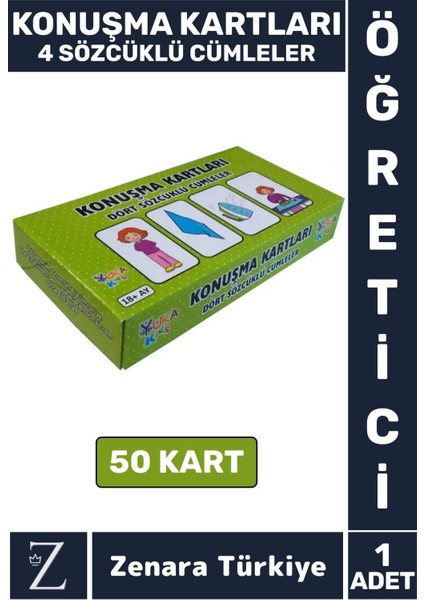 Eğitici Görsel Algı Dikkat Iletişim Dil Bilgisi Geliştiren Çocuk Konuşma Kartları 4 Söcüklü Cümleler