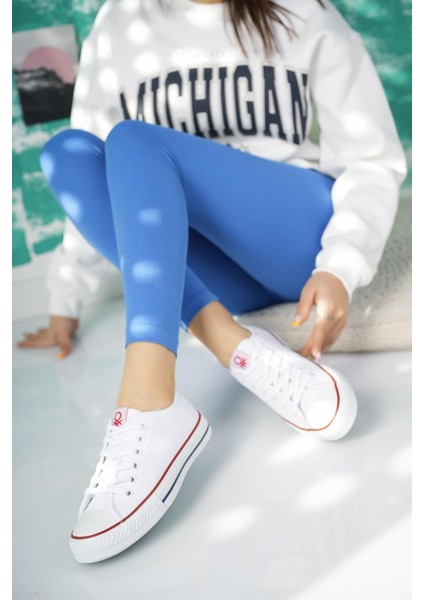 30196 Beyaz Kısa Kadın Sneakers