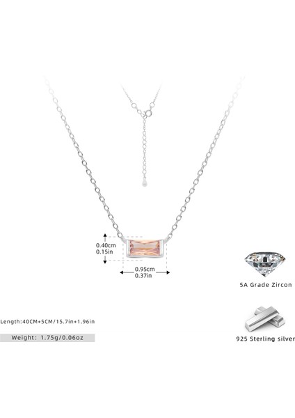 S925 Gümüş Aralık Ayı Burç Taşı Köprücük Kemiği Kolye Basit Moda Kare Renkli (Yurt Dışından)