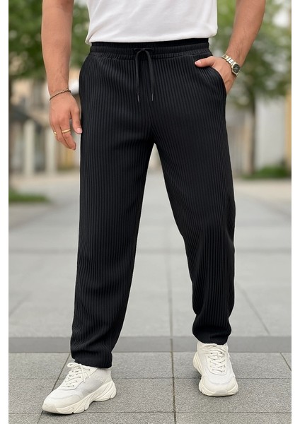 Erkek Bağcıklı Pileli Baggy Pantolon