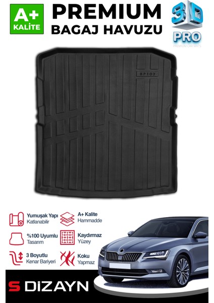 Skoda Superb 3D Pro Bagaj Havuzu 2015-2024 A+ Kalite