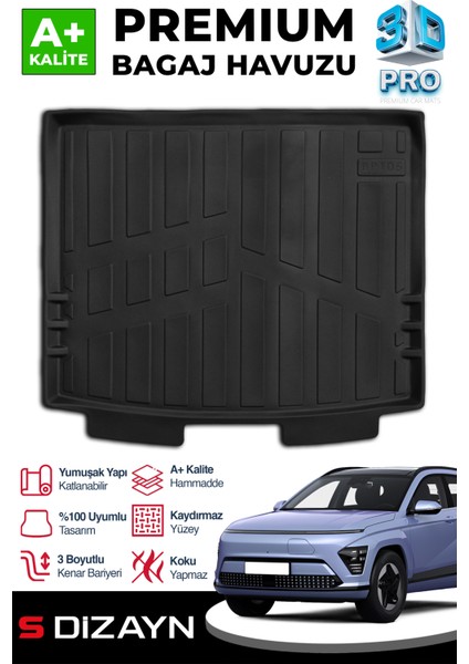 Hyundai Kona Elektrikli 3D Pro Bagaj Havuzu 2024 Üzeri A+ Kalite