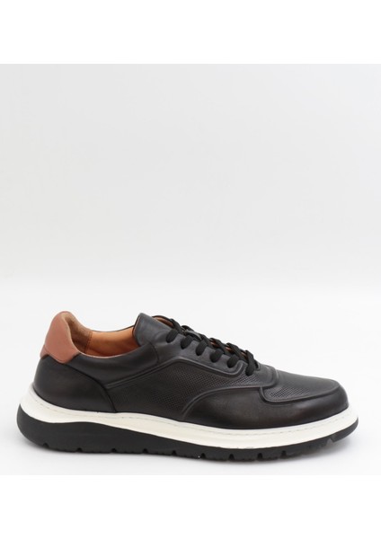 2228 Siyah Hakiki Deri Günlük Erkek Sneakers