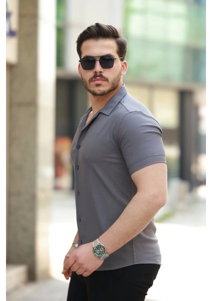 Erkek Apaj Yaka Kısa Kollu Gömlek fiyatları