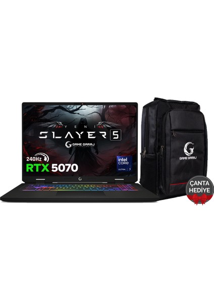 Slayer5 7XL-5070 C3 Intel Ultra 7 255HX 32GB Ram 2tb SSD RTX5070 17" Qhd+ IPS 240Hz Freedos Gaming Laptop