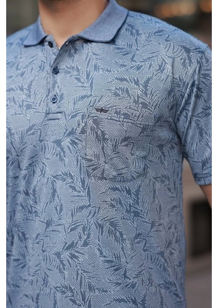 Erkek Yakalı Jakar Baskılı Kısa Kollu T-Shirt modelleri