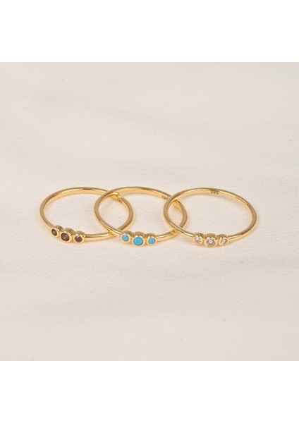 Gümüş Yüzük - Tria Swarovski Taşlı Modern Evlilik Teklifi Yüzüğü - Minimal Hediyelik Gümüş Yüzük indirimleri