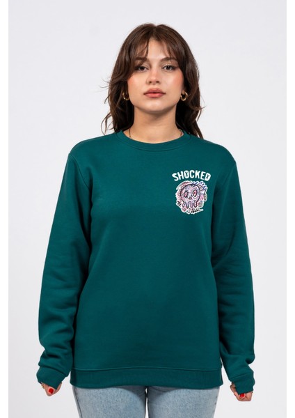 Regular Göğüste Shocked Baskılı Sweatshirt
