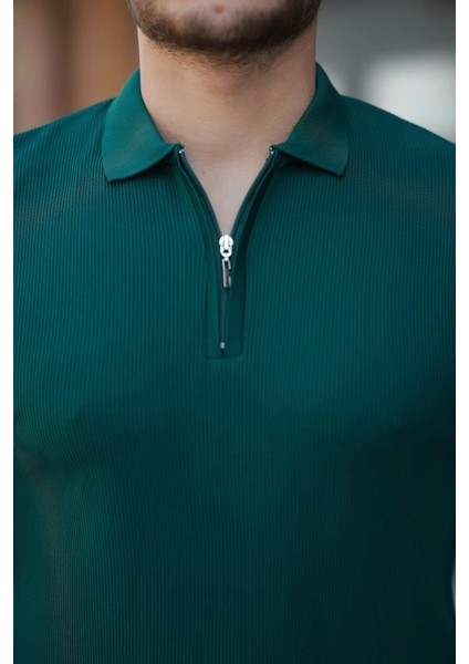 Erkek Fermuarlı Yakalı Kısa Kollu Tshirt modelleri